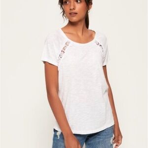 Rebecca Taylor White Linen and Lace Women's Shirt Sz XSmall
